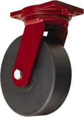 Hamilton - 10" Diam x 3" Wide x 12-1/2" OAH Top Plate Mount Swivel Caster - Nylon, 5,000 Lb Capacity, Sealed Precision Ball Bearing, 6-1/8 x 7-1/2" Plate - Americas Industrial Supply