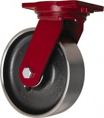 Hamilton - 10" Diam x 3" Wide x 12-1/2" OAH Top Plate Mount Swivel Caster - Forged Steel, 4,000 Lb Capacity, Sealed Precision Ball Bearing, 6-1/8 x 7-1/2" Plate - Americas Industrial Supply