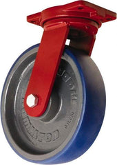 Hamilton - 12" Diam x 3" Wide x 14-1/2" OAH Top Plate Mount Swivel Caster - Polyurethane Mold onto Cast Iron Center, 2,800 Lb Capacity, Sealed Precision Ball Bearing, 6-1/8 x 7-1/2" Plate - Americas Industrial Supply