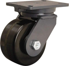 Hamilton - 6" Diam x 3" Wide x 8" OAH Top Plate Mount Swivel Caster - Phenolic, 2,000 Lb Capacity, Tapered Roller Bearing, 5-1/4 x 7-1/4" Plate - Americas Industrial Supply