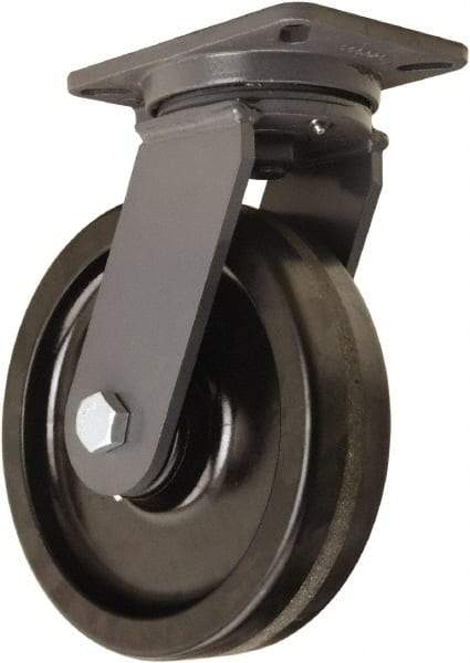 Hamilton - 10" Diam x 2-1/2" Wide x 12-1/2" OAH Top Plate Mount Swivel Caster - Phenolic, 2,500 Lb Capacity, Straight Roller Bearing, 5-1/4 x 7-1/4" Plate - Americas Industrial Supply