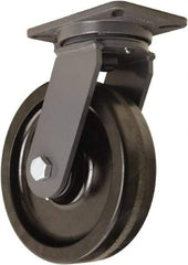 Hamilton - 10" Diam x 2-1/2" Wide x 12-1/2" OAH Top Plate Mount Swivel Caster - Phenolic, 2,500 Lb Capacity, Straight Roller Bearing, 5-1/4 x 7-1/4" Plate - Americas Industrial Supply