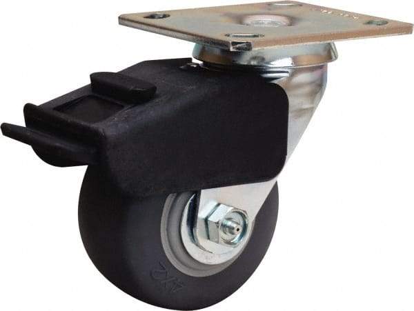 Hamilton - 4" Diam x 2" Wide x 5-5/8" OAH Top Plate Mount Swivel Caster - Rubber Mold on Polyolefin, 300 Lb Capacity, Straight Roller Bearing, 4 x 4-1/2" Plate - Americas Industrial Supply