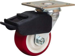 Hamilton - 4" Diam x 2" Wide x 5-5/8" OAH Top Plate Mount Swivel Caster - Polyurethane Mold on Polypropylene, 750 Lb Capacity, Straight Roller Bearing, 4 x 4-1/2" Plate - Americas Industrial Supply