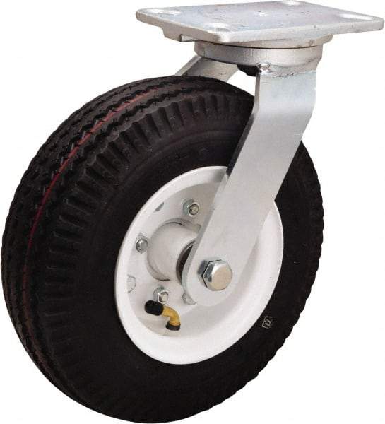 Hamilton - 10" Diam, Rubber Swivel Caster - 480 Lb Capacity, Top Plate Mount, 4" x 5" Plate, Straight Roller Bearing - Americas Industrial Supply