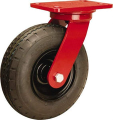 Hamilton - 8" Diam, Rubber Swivel Caster - 330 Lb Capacity, Top Plate Mount, 4-1/2" x 6-1/2" Plate, Sealed Precision Ball Bearing - Americas Industrial Supply