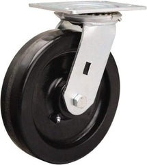 Hamilton - 8" Diam x 2" Wide x 9-1/2" OAH Top Plate Mount Swivel Caster - Phenolic, 1,400 Lb Capacity, Straight Roller Bearing, 4-1/2 x 6-1/4" Plate - Americas Industrial Supply