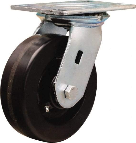 Hamilton - 6" Diam x 2" Wide x 7-1/2" OAH Top Plate Mount Swivel Caster - Phenolic, 1,200 Lb Capacity, Straight Roller Bearing, 4-1/2 x 6-1/4" Plate - Americas Industrial Supply