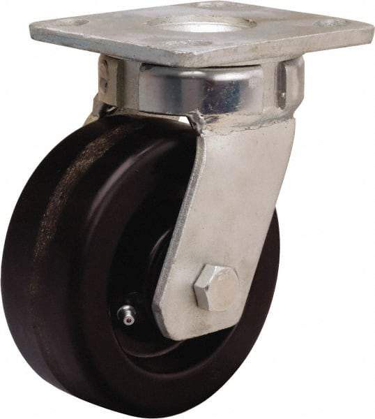 Hamilton - 5" Diam x 2" Wide x 7" OAH Top Plate Mount Swivel Caster - Phenolic, 1,000 Lb Capacity, Straight Roller Bearing, 4 x 4-1/2" Plate - Americas Industrial Supply