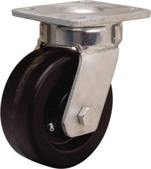 Hamilton - 5" Diam x 2" Wide x 7" OAH Top Plate Mount Swivel Caster - Phenolic, 1,000 Lb Capacity, Straight Roller Bearing, 4 x 4-1/2" Plate - Americas Industrial Supply