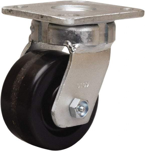 Hamilton - 4" Diam x 2" Wide x 5-5/8" OAH Top Plate Mount Swivel Caster - Phenolic, 800 Lb Capacity, Straight Roller Bearing, 4 x 4-1/2" Plate - Americas Industrial Supply
