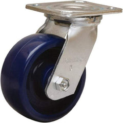Hamilton - 5" Diam x 2" Wide x 6-1/2" OAH Top Plate Mount Swivel Caster - Polyurethane, 900 Lb Capacity, Sealed Precision Ball Bearing, 4 x 4-1/2" Plate - Americas Industrial Supply