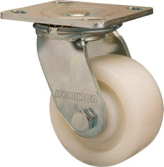 Hamilton - 4" Diam x 2" Wide x 5-5/8" OAH Top Plate Mount Swivel Caster - Nylon, 800 Lb Capacity, Sealed Precision Ball Bearing, 4 x 4-1/2" Plate - Americas Industrial Supply