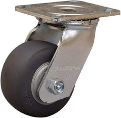 Hamilton - 4" Diam x 2" Wide x 5-5/8" OAH Top Plate Mount Swivel Caster - Rubber Mold on Polyolefin, 300 Lb Capacity, Straight Roller Bearing, 4 x 4-1/2" Plate - Americas Industrial Supply