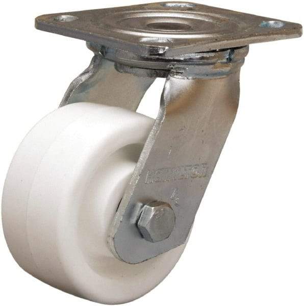 Hamilton - 4" Diam x 2" Wide x 5-5/8" OAH Top Plate Mount Swivel Caster - Polyolefin, 550 Lb Capacity, Delrin Bearing, 4 x 4-1/2" Plate - Americas Industrial Supply