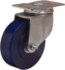 Hamilton - 4" Diam x 1-1/4" Wide x 5" OAH Top Plate Mount Swivel Caster - Polyurethane, 325 Lb Capacity, Straight Roller Bearing, 2-1/2 x 3-3/4" Plate - Americas Industrial Supply