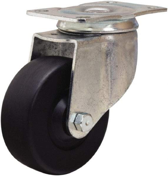 Hamilton - 3-1/2" Diam x 1-1/4" Wide x 4-13/16" OAH Top Plate Mount Swivel Caster - Hard Rubber, 140 Lb Capacity, Self-Lubricating Bearing, 2-1/2 x 3-3/4" Plate - Americas Industrial Supply