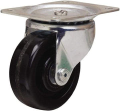 Hamilton - 4" Diam x 1-1/2" Wide x 5" OAH Top Plate Mount Swivel Caster - Phenolic, 375 Lb Capacity, Straight Roller Bearing, 4 x 5-1/8" Plate - Americas Industrial Supply