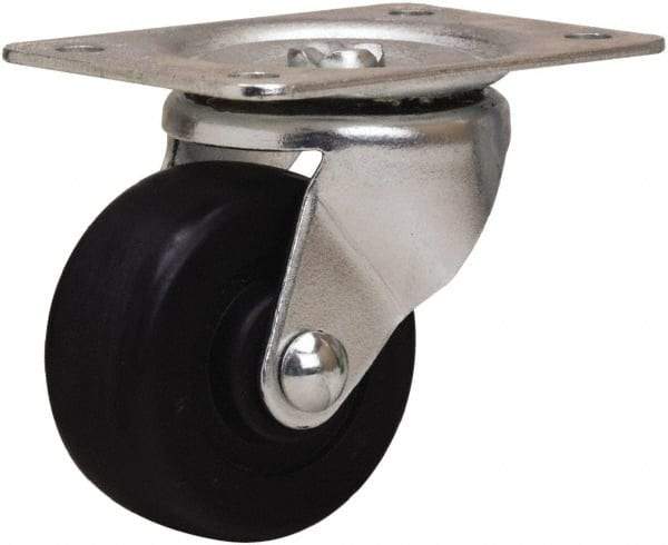 Hamilton - 2-1/2" Diam x 1-1/8" Wide x 3-1/4" OAH Top Plate Mount Swivel Caster - Hard Rubber, 175 Lb Capacity, Self-Lubricating Bearing, 2-1/4 x 4-1/2" Plate - Americas Industrial Supply
