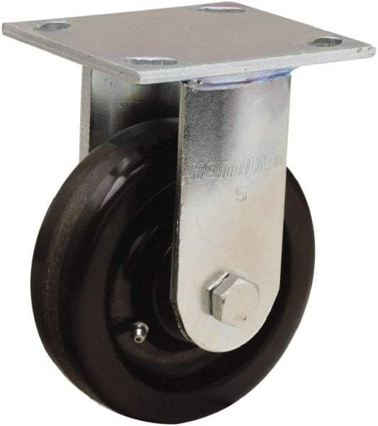 Hamilton - 5" Diam x 1-1/2" Wide x 6-1/8" OAH Top Plate Mount Rigid Caster - Phenolic, 550 Lb Capacity, Straight Roller Bearing, 4 x 4-1/2" Plate - Americas Industrial Supply