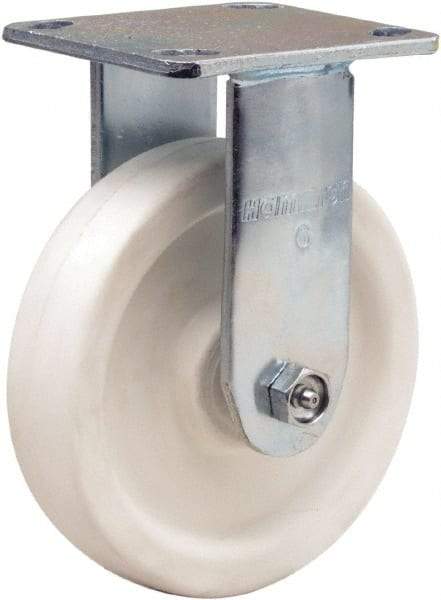 Hamilton - 6" Diam x 1-1/2" Wide x 7-1/2" OAH Top Plate Mount Rigid Caster - Polyolefin, 550 Lb Capacity, Delrin Bearing, 4 x 4-1/2" Plate - Americas Industrial Supply