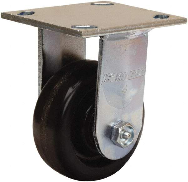 Hamilton - 4" Diam x 1-1/2" Wide x 5-5/8" OAH Top Plate Mount Rigid Caster - Phenolic, 550 Lb Capacity, Straight Roller Bearing, 4 x 4-1/2" Plate - Americas Industrial Supply