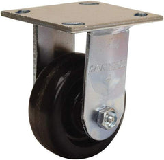 Hamilton - 4" Diam x 1-1/2" Wide x 5-5/8" OAH Top Plate Mount Rigid Caster - Phenolic, 550 Lb Capacity, Straight Roller Bearing, 4 x 4-1/2" Plate - Americas Industrial Supply