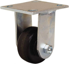 Hamilton - 3-1/4" Diam x 1-1/2" Wide x 5-1/4" OAH Top Plate Mount Rigid Caster - Phenolic, 550 Lb Capacity, Straight Roller Bearing, 4 x 4-1/2" Plate - Americas Industrial Supply