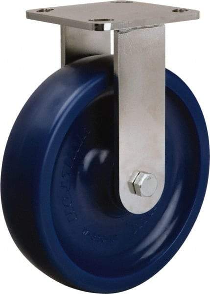 Hamilton - 8" Diam x 2" Wide x 9-1/2" OAH Top Plate Mount Rigid Caster - Polyurethane, 1,000 Lb Capacity, Delrin Bearing, 4 x 4-1/2" Plate - Americas Industrial Supply