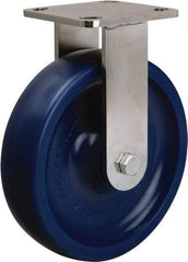 Hamilton - 8" Diam x 2" Wide x 9-1/2" OAH Top Plate Mount Rigid Caster - Polyurethane, 1,000 Lb Capacity, Delrin Bearing, 4 x 4-1/2" Plate - Americas Industrial Supply
