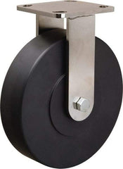 Hamilton - 8" Diam x 2" Wide x 9-1/2" OAH Top Plate Mount Rigid Caster - Nylon, 1,600 Lb Capacity, Stainless Steel Double Shielded Precision Ball Bearing, 4 x 4-1/2" Plate - Americas Industrial Supply