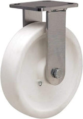Hamilton - 8" Diam x 2" Wide x 9-1/2" OAH Top Plate Mount Rigid Caster - Polyolefin, 900 Lb Capacity, Delrin Bearing, 4 x 4-1/2" Plate - Americas Industrial Supply