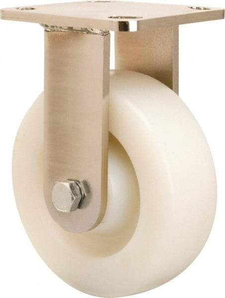 Hamilton - 6" Diam x 2" Wide x 7-1/2" OAH Top Plate Mount Rigid Caster - Nylon, 1,000 Lb Capacity, Stainless Steel Double Shielded Precision Ball Bearing, 4 x 4-1/2" Plate - Americas Industrial Supply