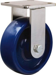 Hamilton - 6" Diam x 2" Wide x 7-1/2" OAH Top Plate Mount Rigid Caster - Polyurethane, 1,100 Lb Capacity, Stainless Steel Double Shielded Precision Ball Bearing, 4 x 4-1/2" Plate - Americas Industrial Supply