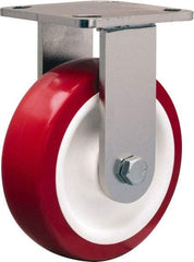 Hamilton - 6" Diam x 2" Wide x 7-1/2" OAH Top Plate Mount Rigid Caster - Polyurethane Mold on Polypropylene, 1,000 Lb Capacity, Delrin Bearing, 4 x 4-1/2" Plate - Americas Industrial Supply