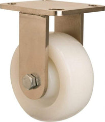 Hamilton - 5" Diam x 2" Wide x 6-1/2" OAH Top Plate Mount Rigid Caster - Nylon, 900 Lb Capacity, Stainless Steel Double Shielded Precision Ball Bearing, 4 x 4-1/2" Plate - Americas Industrial Supply