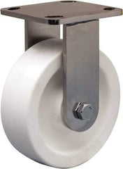 Hamilton - 6" Diam x 2" Wide x 7-1/2" OAH Top Plate Mount Rigid Caster - Polyolefin, 750 Lb Capacity, Delrin Bearing, 4 x 4-1/2" Plate - Americas Industrial Supply