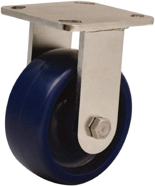 Hamilton - 5" Diam x 2" Wide x 6-1/2" OAH Top Plate Mount Rigid Caster - Polyurethane, 900 Lb Capacity, Stainless Steel Double Shielded Precision Ball Bearing, 4 x 4-1/2" Plate - Americas Industrial Supply