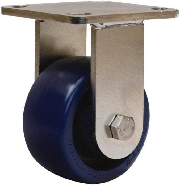 Hamilton - 4" Diam x 2" Wide x 5-5/8" OAH Top Plate Mount Rigid Caster - Polyurethane, 750 Lb Capacity, Delrin Bearing, 4 x 4-1/2" Plate - Americas Industrial Supply