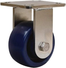 Hamilton - 4" Diam x 2" Wide x 5-5/8" OAH Top Plate Mount Rigid Caster - Polyurethane, 750 Lb Capacity, Stainless Steel Double Shielded Precision Ball Bearing, 4 x 4-1/2" Plate - Americas Industrial Supply