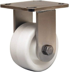 Hamilton - 4" Diam x 2" Wide x 5-5/8" OAH Top Plate Mount Rigid Caster - Polyolefin, 550 Lb Capacity, Delrin Bearing, 4 x 4-1/2" Plate - Americas Industrial Supply