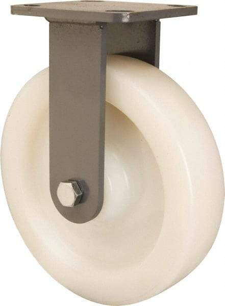 Hamilton - 8" Diam x 2" Wide x 9-1/2" OAH Top Plate Mount Rigid Caster - Nylon, Sealed Precision Ball Bearing, 4 x 4-1/2" Plate - Americas Industrial Supply
