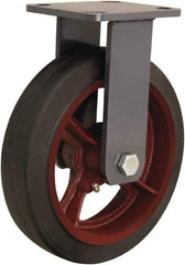 Hamilton - 8" Diam x 2" Wide x 9-1/2" OAH Top Plate Mount Rigid Caster - Rubber Mold on Cast Iron, 500 Lb Capacity, Straight Roller Bearing, 4 x 4-1/2" Plate - Americas Industrial Supply