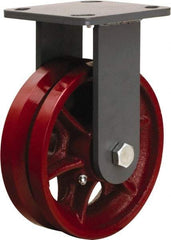 Hamilton - 6" Diam x 2" Wide, Iron Rigid Caster - 1,000 Lb Capacity, Top Plate Mount, 4" x 4-1/2" Plate, Straight Roller Bearing - Americas Industrial Supply