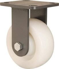 Hamilton - 5" Diam x 2" Wide x 6-1/2" OAH Top Plate Mount Rigid Caster - Nylon, Sealed Precision Ball Bearing, 4 x 4-1/2" Plate - Americas Industrial Supply