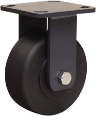 Hamilton - 5" Diam x 2" Wide x 6-1/2" OAH Top Plate Mount Rigid Caster - Nylon, 2,000 Lb Capacity, Sealed Precision Ball Bearing, 4 x 4-1/2" Plate - Americas Industrial Supply