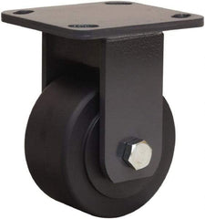 Hamilton - 4" Diam x 2" Wide x 5-5/8" OAH Top Plate Mount Rigid Caster - Nylon, 2,000 Lb Capacity, Sealed Precision Ball Bearing, 4 x 4-1/2" Plate - Americas Industrial Supply