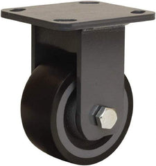 Hamilton - 4" Diam x 2" Wide x 5-5/8" OAH Top Plate Mount Rigid Caster - Polyurethane Mold onto Cast Iron Center, 975 Lb Capacity, Sealed Precision Ball Bearing, 4 x 4-1/2" Plate - Americas Industrial Supply