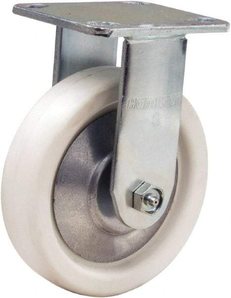 Hamilton - 6" Diam x 1-1/2" Wide x 7-1/2" OAH Top Plate Mount Rigid Caster - Polyolefin, 525 Lb Capacity, Delrin Bearing, 4 x 4-1/2" Plate - Americas Industrial Supply