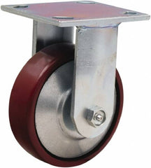 Hamilton - 5" Diam x 1-1/2" Wide x 6-1/2" OAH Top Plate Mount Rigid Caster - Cast Iron, 750 Lb Capacity, Straight Roller Bearing, 4 x 4-1/2" Plate - Americas Industrial Supply